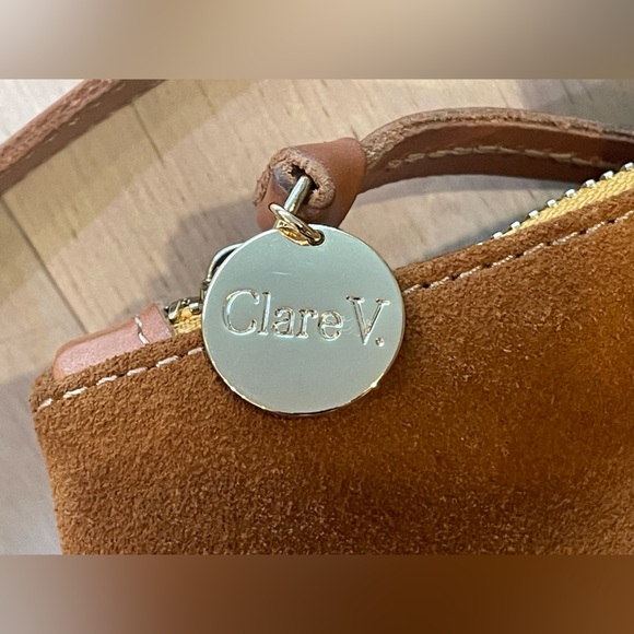 Clare V Marcelle Backpack in Camel Suede w/ Navy & Red Stripes - Picture 8 of 14